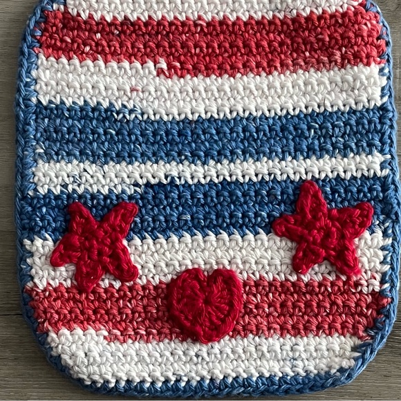 New Patriotic Crochet Cotton Bibs with Cute Flannel Backing & Decals (Set of 2) - Picture 10 of 12